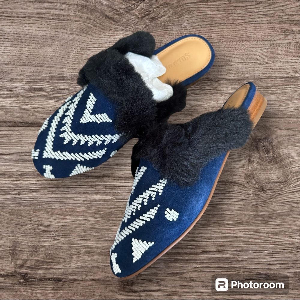 Soludos Sedona Beaded Leather Mule in Navy